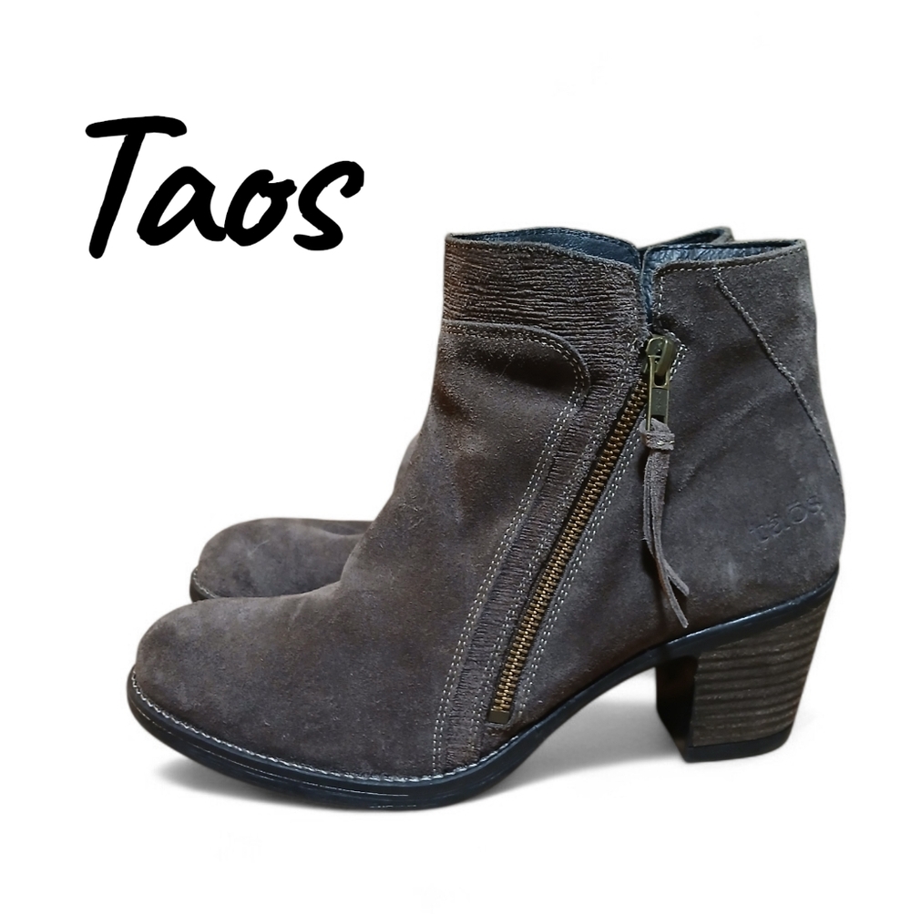 Taos Footwear Women's Size 9-9.5 Brown Side Zipper Ankle Booties